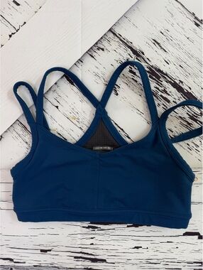 Oiselle Strappy Criss-Cross Sports Bra -Deep Teal / Ocean Blue Size 4